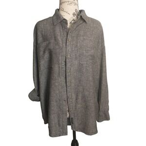 Silver Jeans Linen-blend Grey Button-Down Shirt - Emma boyfriend fit